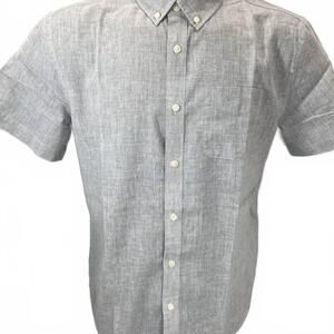 NEW WILLS men's linen wrinkle free short sleeve shirt in gray